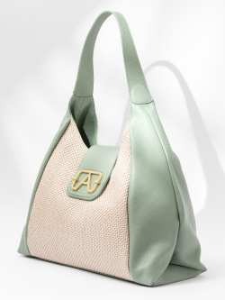 Сумка-тоут Arcadia Chloe ar1138T dollaro/raffia beige/salvia